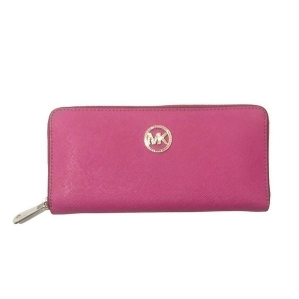 Michael kors pink logo zipper accordion wallet - Picture 1 of 12